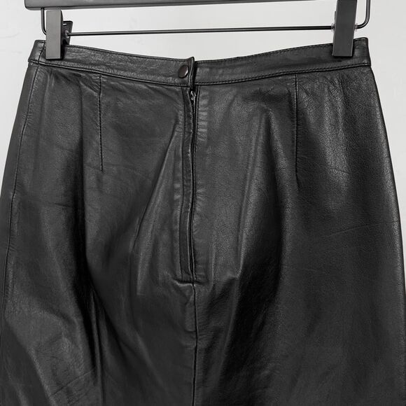 Vintage 80s-90s Concepts Genuine Leather Midi Pencil Skirt Fits 25 Inch Waist - Picture 3 of 5